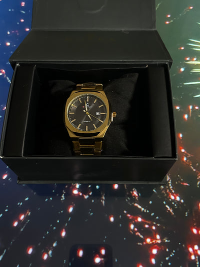 ROYAL BLACK DIAL - FULL GOLDEN CHAIN LUXURY WATCH