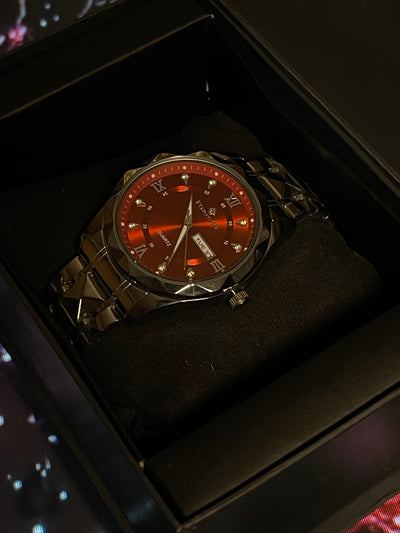 NAKSH X NOOR™ Inferno Blaze — Red Signature Dial Watch | Bold Streetwear Timepiece