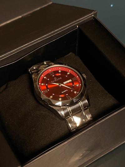 NAKSH X NOOR™ Inferno Blaze — Red Signature Dial Watch | Bold Streetwear Timepiece
